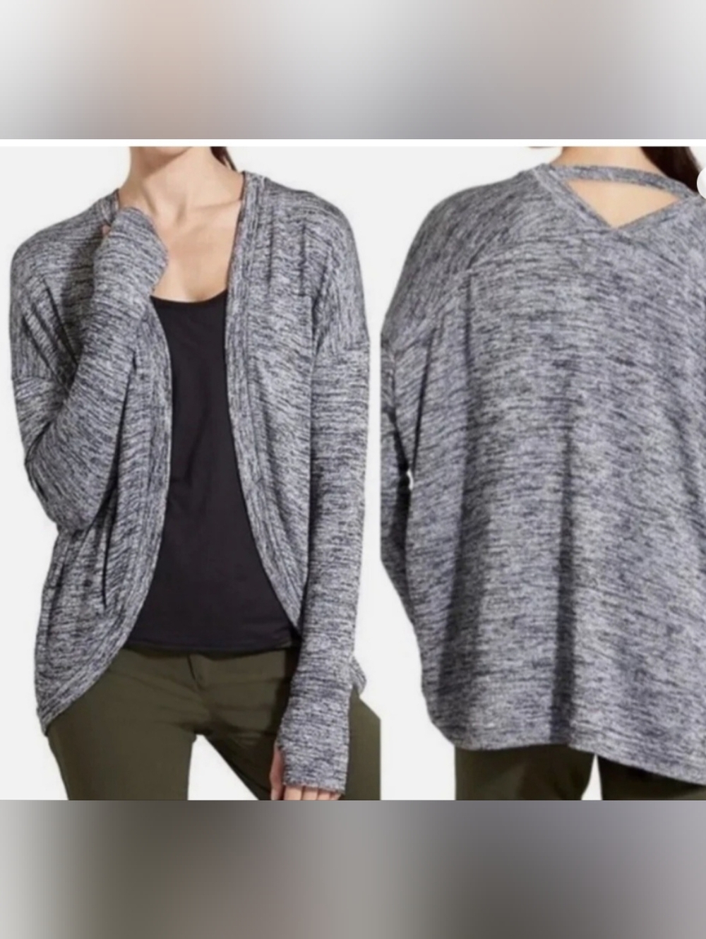 Athleta Heathered Gray Cardigan Long Sleve - XXS